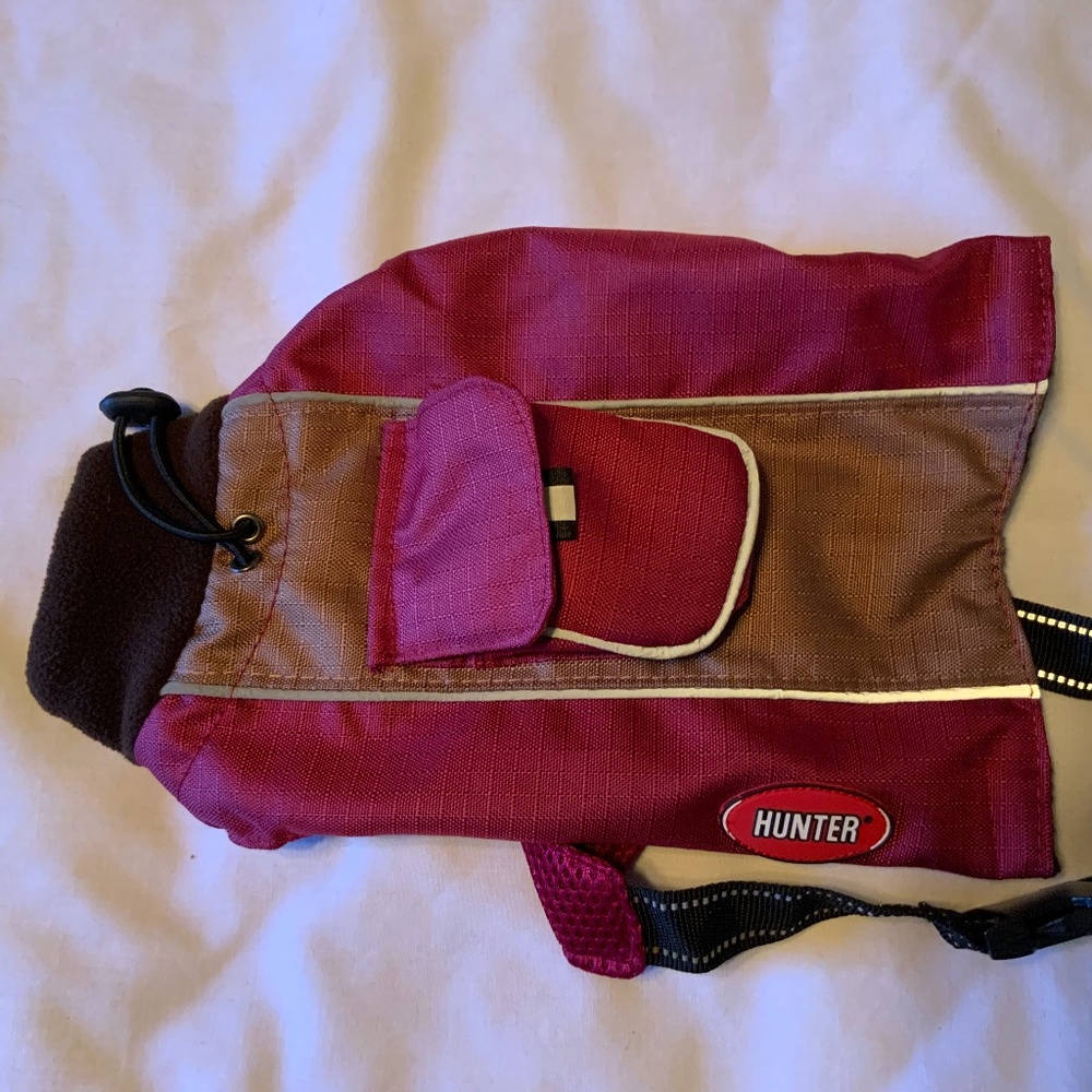Hunter Fleece Lined Burgundy/Brown Dog Coat (18” Length)